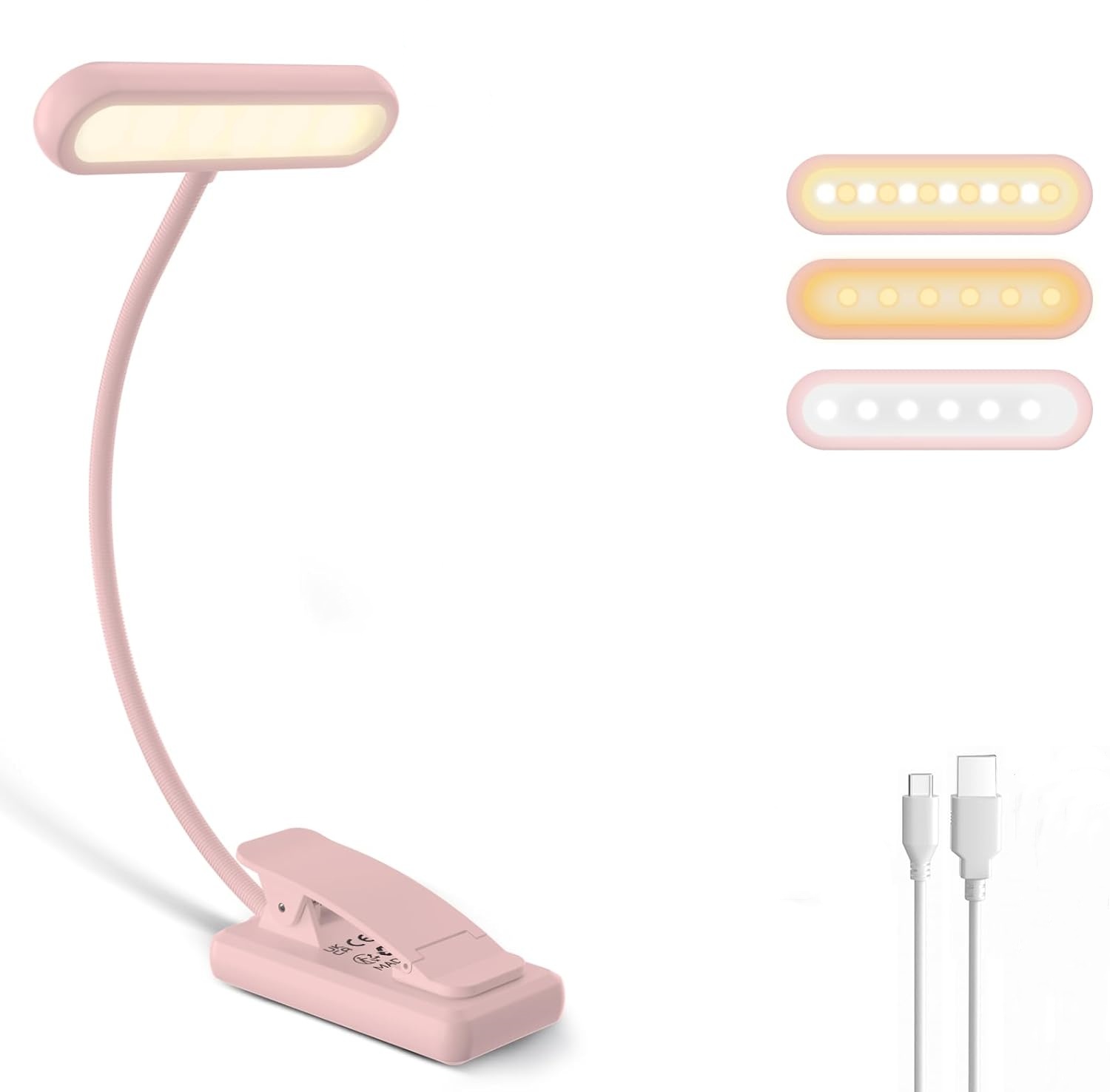 Books - 독서등 북클램프 블랙/화이트/핑크 USB 충전식 배터리
