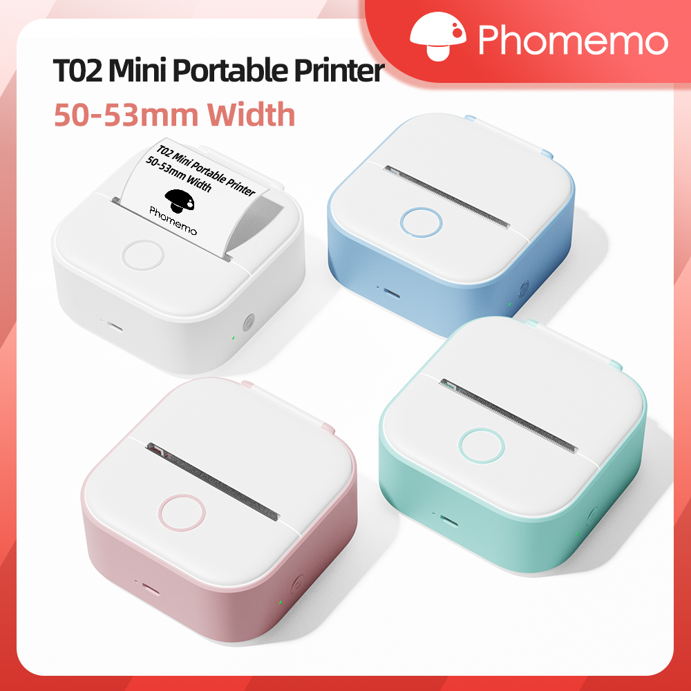 Mini Pocket Thermal Printer Paper Roll - Phomemo T02 무선 포켓 열전사 프린터,