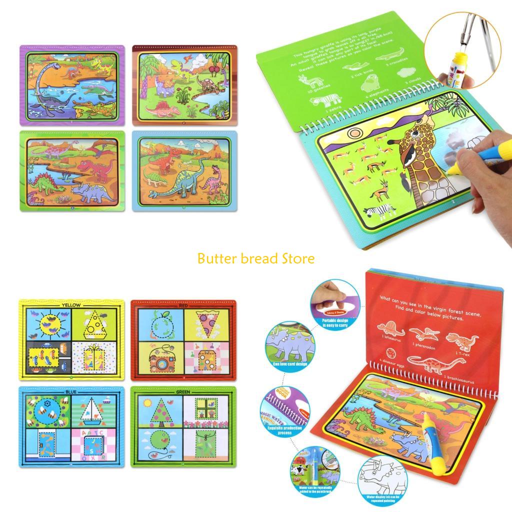 Reusable Water Magic Coloring Book - W89C 홈스쿨용 리필형 물펜이 포함된 재사용