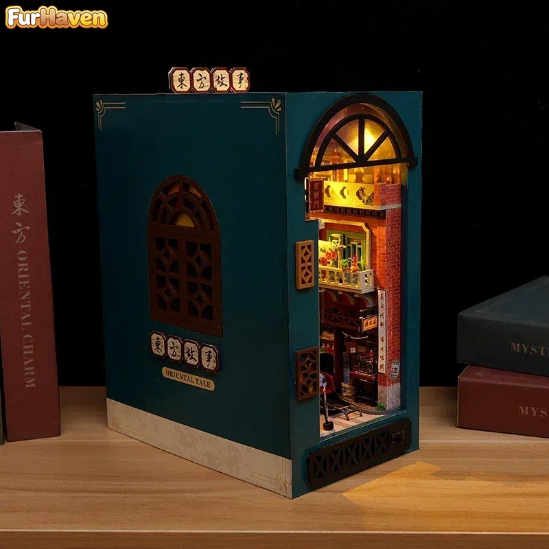 Diy Wooden Book Nook Kit Shelf Insert - DIY 나무로 만든 동양 이야기 중국