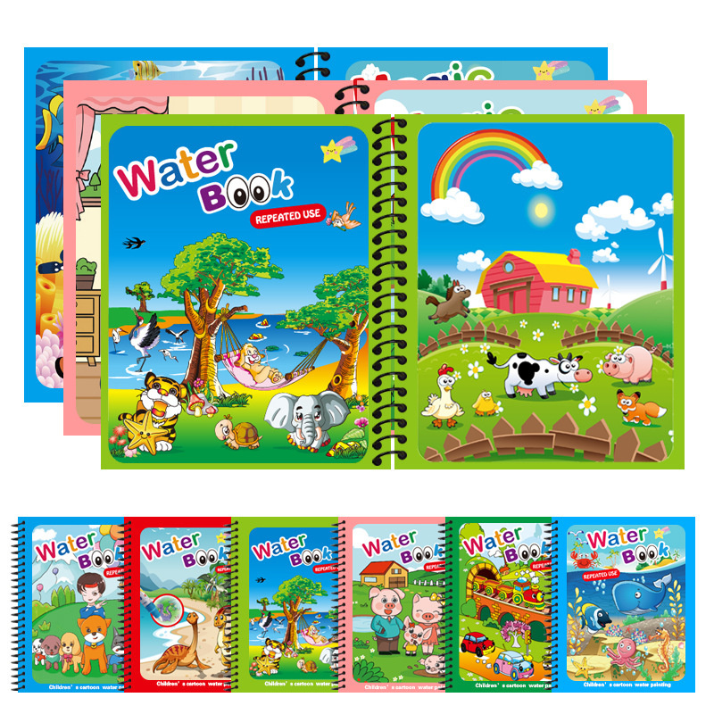 Reusable Water Magic Coloring Book - 몬테소리 재사용 가능한 색칠하기 책, 매직