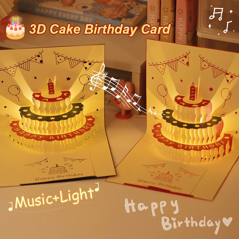 Blank Sheet Music Notebook - 3D 음악 라이트 생일 카드 크리