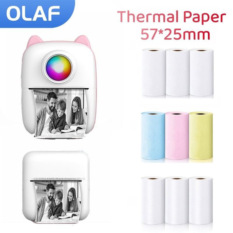 Mini Pocket Thermal Printer Paper Roll - 57MM 롤 감열지 자체 접착 인쇄