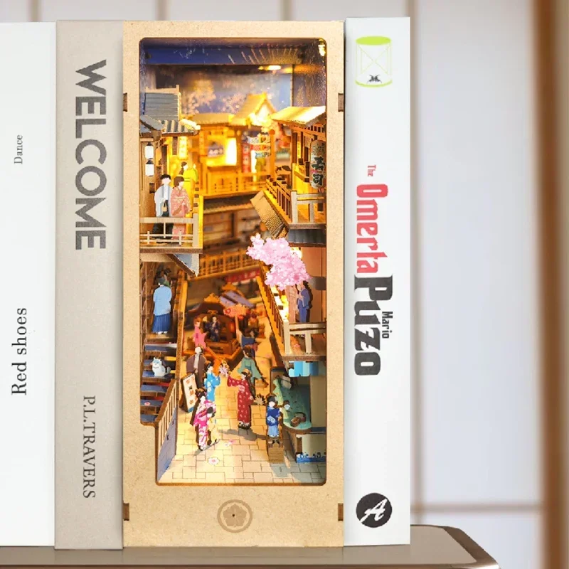 Diy Wooden Book Nook Kit Shelf Insert - 일본 레트로 DIY 나무 책장 인서트