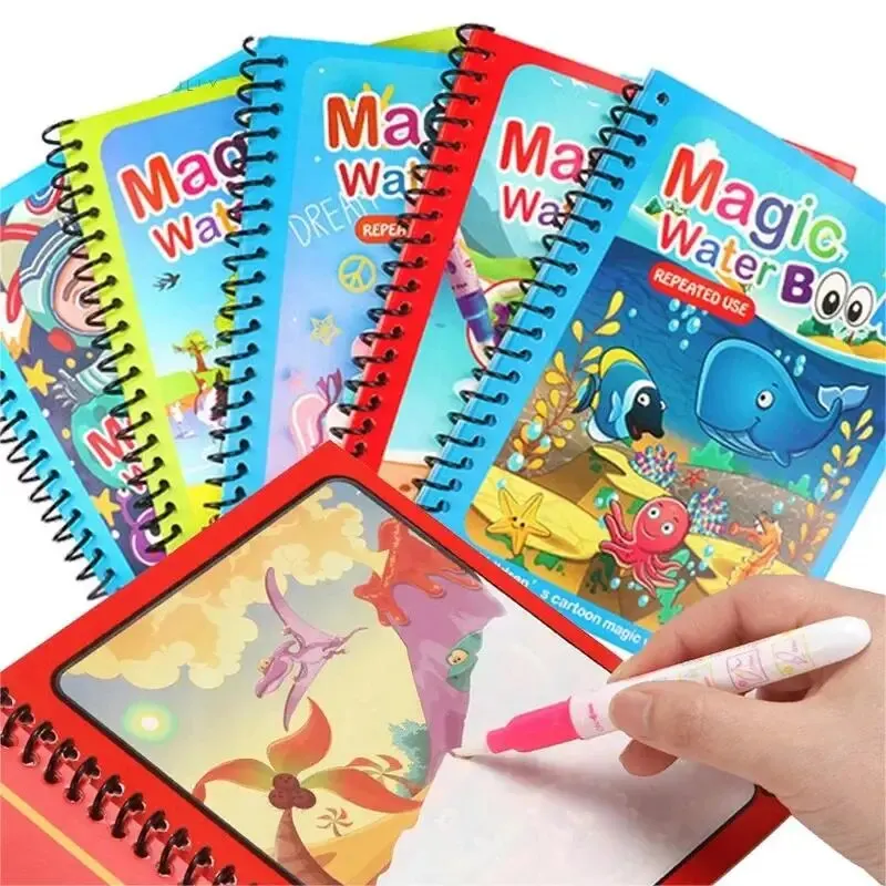 Reusable Water Magic Coloring Book - 1 책 + 1 펜 재사용