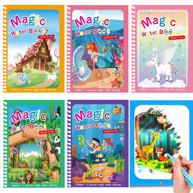 Reusable Water Magic Coloring Book - 어린이 마법의 물 그림 책 몬테소리