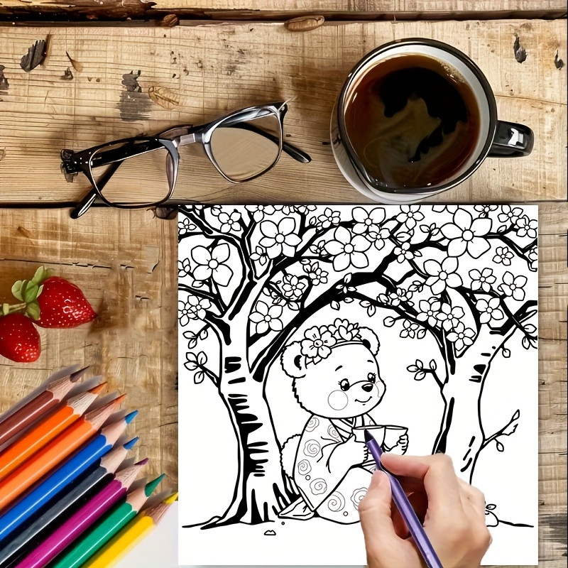28페이지 일본의 귀여운 곰 성인 스트레스 감소 색칠하 - Adult Coloring Book Stress Relief 리뷰 및 가격