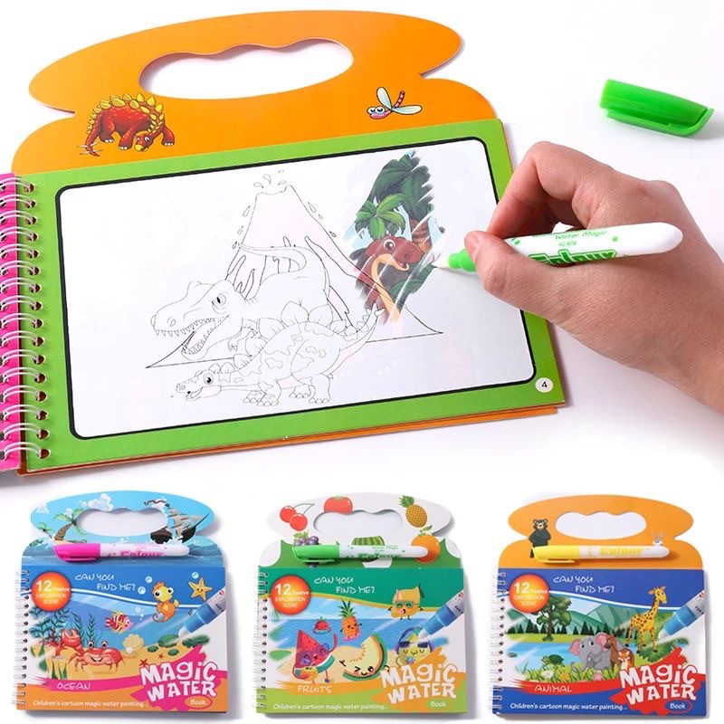 어린이 마법의 물 그림 책 아기를위한 재사용 가능한 낙 - Reusable Water Magic Coloring Book 리뷰 및 가격