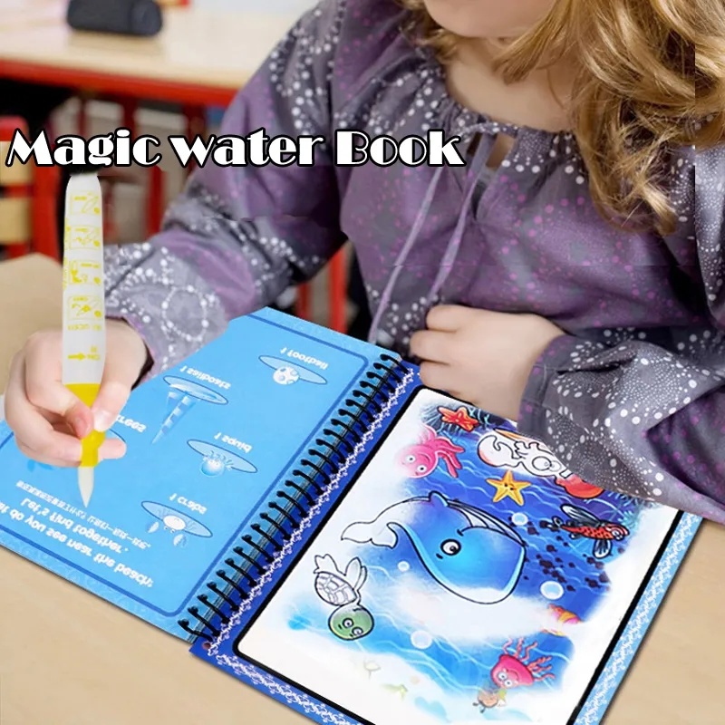 어린이 몬테소리 장난감, 재사용 가능한 색칠하기 책,  - Reusable Water Magic Coloring Book 리뷰 및 가격