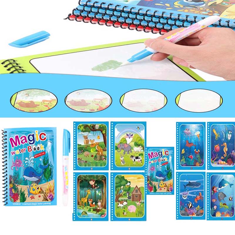 뜨거운 판매 재사용 가능한 마법의 물 그리기 색칠하기  - Reusable Water Magic Coloring Book 리뷰 및 가격