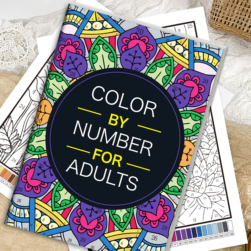 성인용 숫자 색칠 공부 책 32페이지 꽃무늬 만다라 디 - Adult Coloring Book Stress Relief 리뷰 및 가격