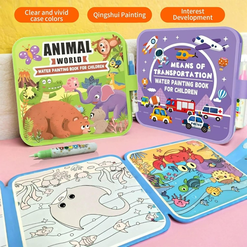 펜이 포함된 매직 워터 컬러링 북 세트, 3세 이상 어 - Reusable Water Magic Coloring Book 리뷰 및 가격