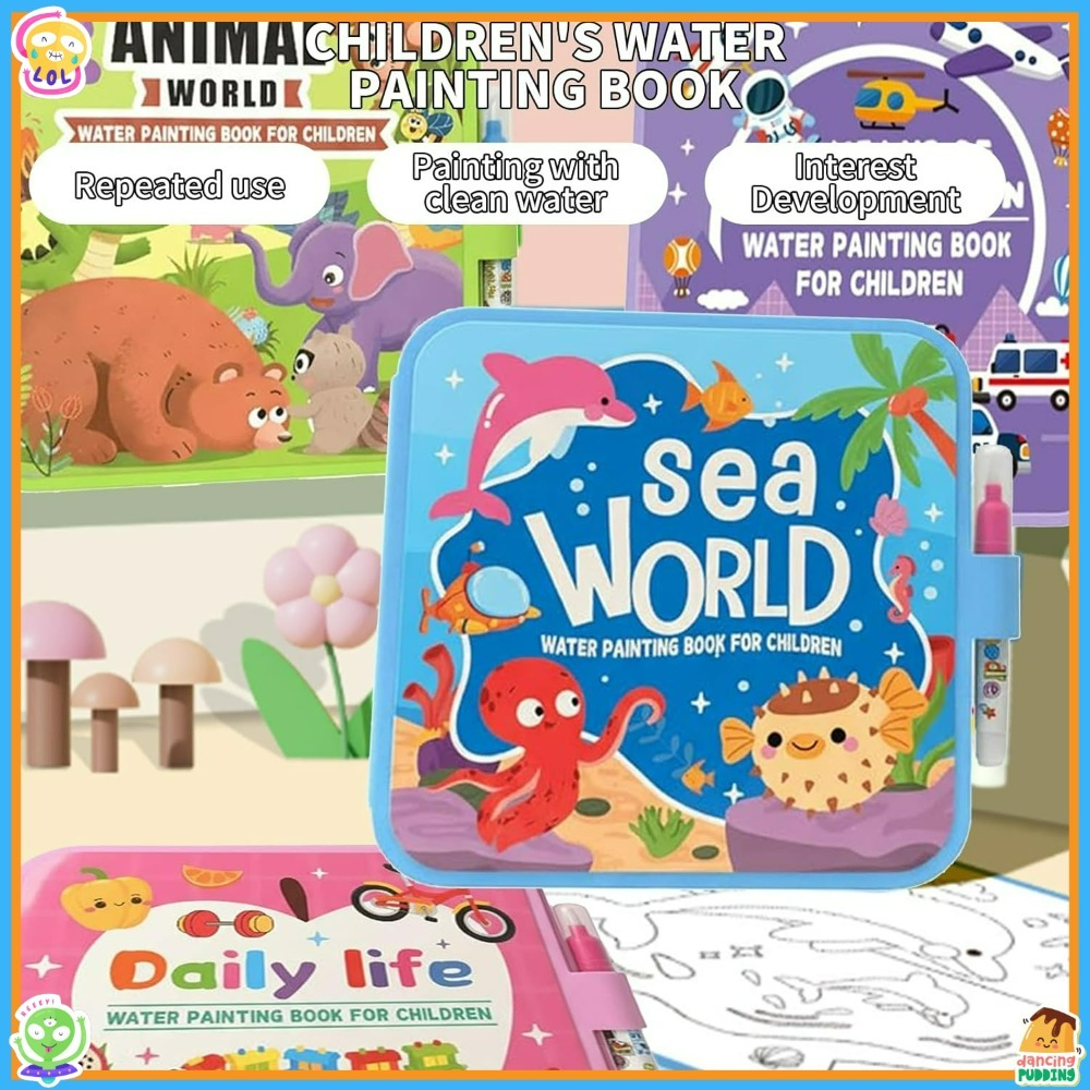 펜이 포함된 매직 워터 컬러링 북 세트, 3세 이상 어 - Reusable Water Magic Coloring Book 리뷰 및 가격