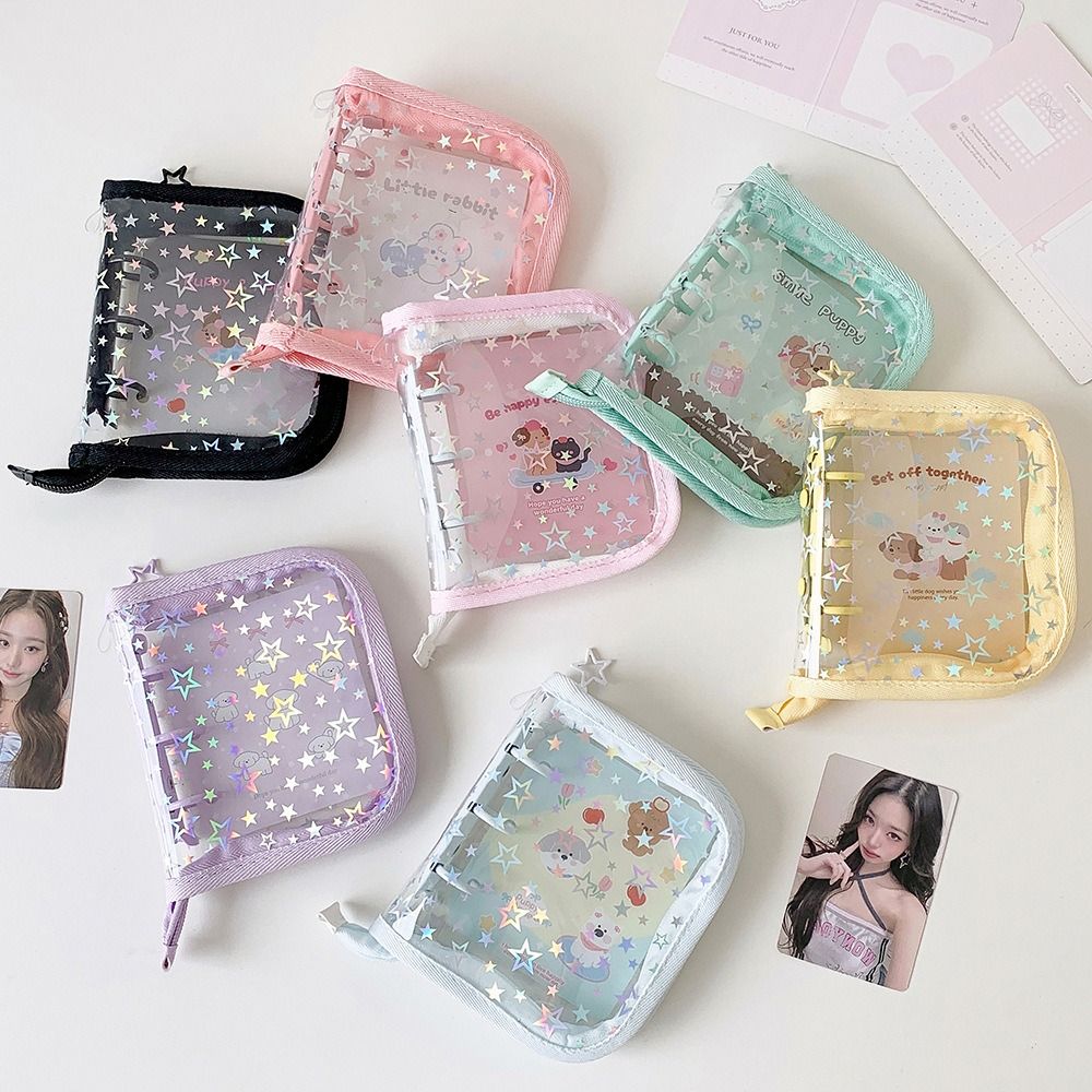 휴대용 PVC A8 카드 바인더 1개, 별 글리터 프린 - Kpop Photo Card Binder 3 Inch 리뷰 및 가격