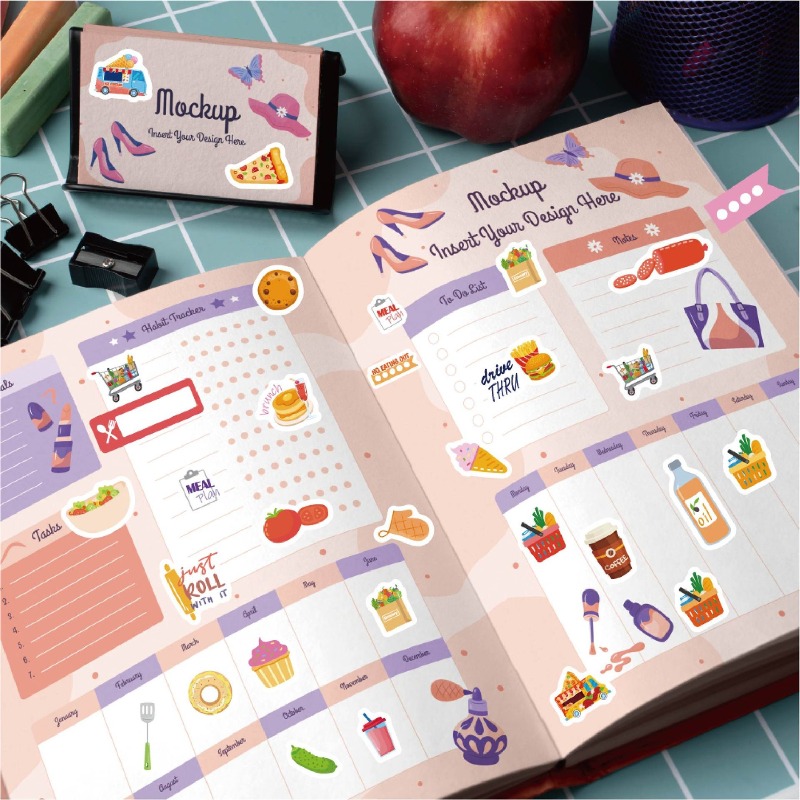식품 계획 스티커 문구 장식 스티커 책 일일 식사 및  - Stationery Books 리뷰 및 가격