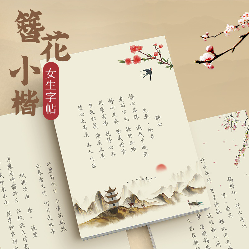 헤어핀 플라워 작은 카이 서예 연습장, 시편(서예) 연 - Chinese Calligraphy Practice Book 리뷰 및 가격