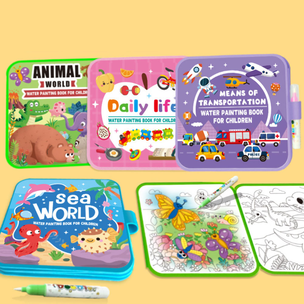 Kids Magics 물 색칠하기 책 재사용 가능한 학 - Reusable Water Magic Coloring Book 리뷰 및 가격