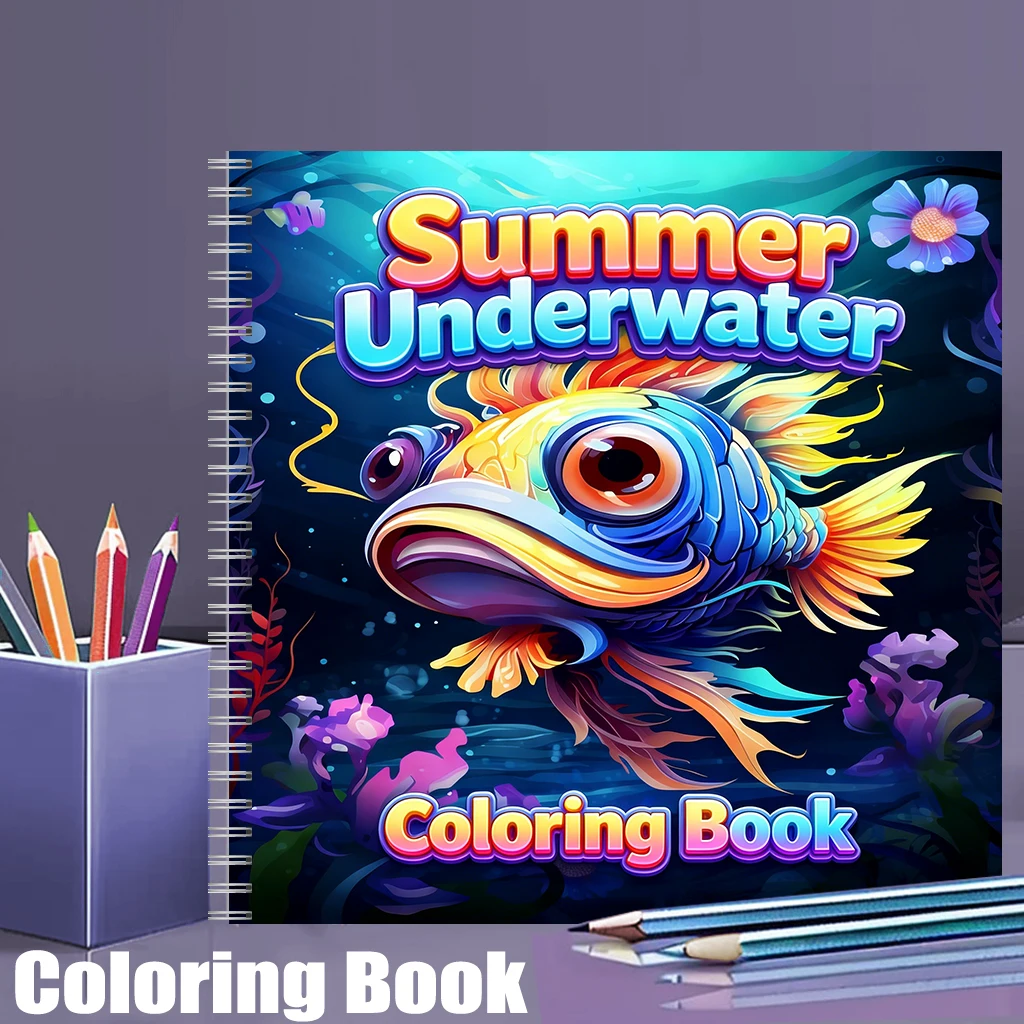 성인을 위한 여름 수중 색칠책, 귀여운 해양 그림책,  - Adult Coloring Book Stress Relief 리뷰 및 가격