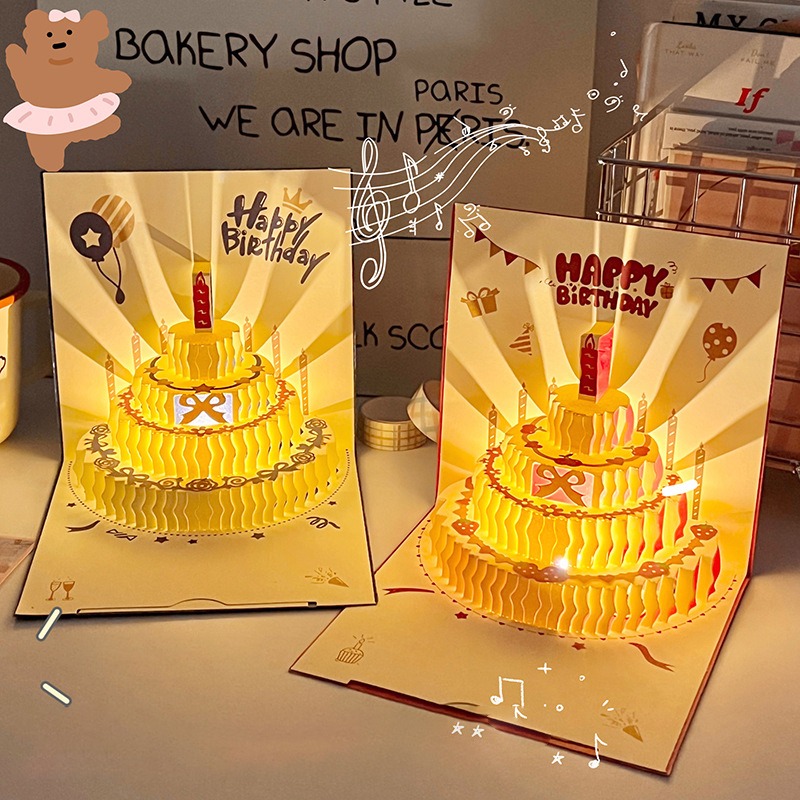 3D 음악 라이트 생일 카드 크리 에이 티브 팝업 케이 - Blank Sheet Music Notebook 리뷰 및 가격