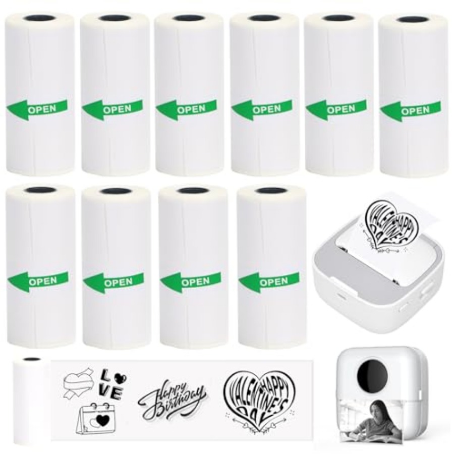 미니 프린터용 10롤 열전사 스티커 용지, 자체 접착식 - Mini Pocket Thermal Printer Paper Roll 리뷰 및 가격