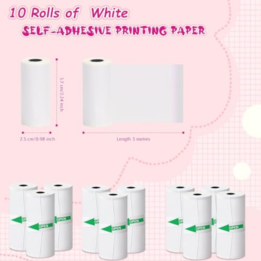 미니 프린터용 10롤 열전사 스티커 용지, 자체 접착식 - Mini Pocket Thermal Printer Paper Roll 리뷰 및 가격
