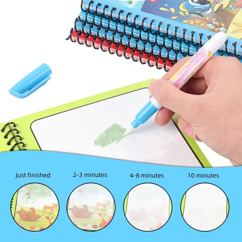 1개 재사용 가능한 물 그림책 매직 워터북 무지개색 매 - Reusable Water Magic Coloring Book 리뷰 및 가격