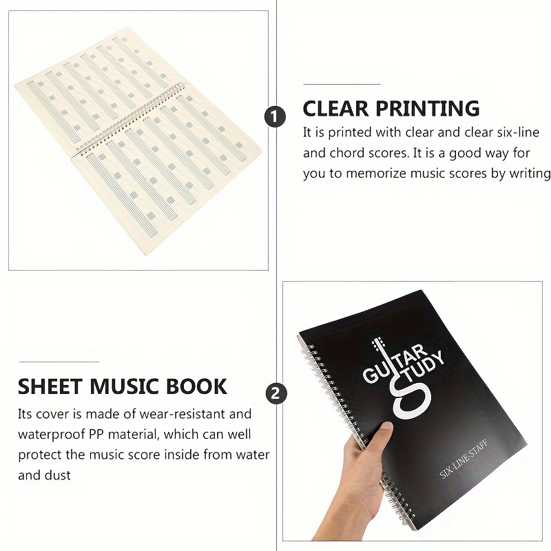 50 페이지 기타 Tablature 노트북 기타 음악  - Blank Sheet Music Notebook 리뷰 및 가격