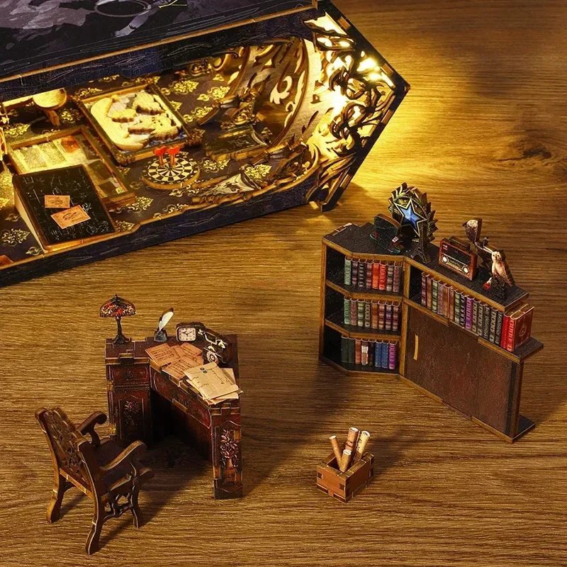 레트로 DIY 나무 책꽂이 인서트 미니어처 키트, 빈티 - Diy Wooden Book Nook Kit Shelf Insert 리뷰 및 가격